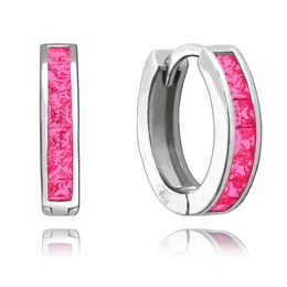 MINET Třpytivé stříbrné náušnice s velkými růžovými zirkony
