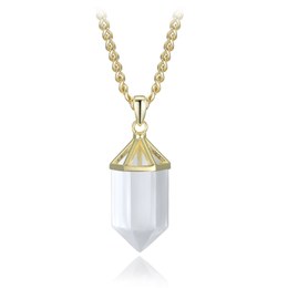 MINET Luxusní pozlacený stříbrný náhrdelník přírodní křišťál