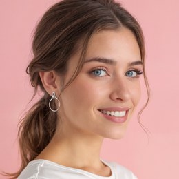 MINET Moderní rose gold stříbrné náušnice kapky