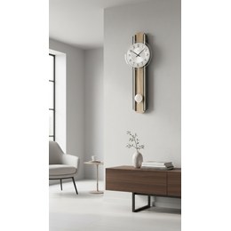 JVD NS22012.23 - Kyvadlové moderní hodiny z kvalitních materiálů jako je dřevo kov a sklo