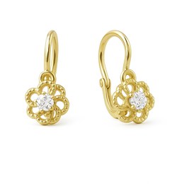 Zlaté náušnice kytičky s kameny brizura