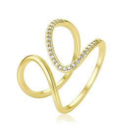 MINET Elegantní pozlacený stříbrný 925/1000 prsten s bílým zirkonem JMAS0360GR