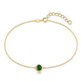 MINET Decentní zlatý náramek se zeleným zirkonem Au 585/1000 0,95g