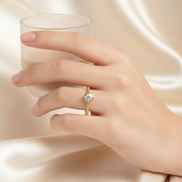 Zlatý 585/1000 prsten se zirkonem 5045