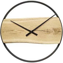 KUBRi 1005A - Obrovské 80 cm hodiny z masivního dubu s kovovým rámem
