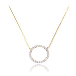 MINET Zlatý náhrdelník kroužek s bílými zirkony Au 585/1000 2,05g