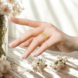 MINET Zlatý prsten s kuličkami Au 585/1000 vel. 62 - 0,95g