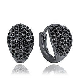 MINET Pozlacené stříbrné náušnice kapky s černými zirkony