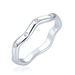 MINET Elegantní zvlněný stříbrný 925/1000 prsten s bílým zirkonem JMAS0358SR