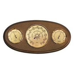 Barometr s teplměrem a vlhkoměrem na dřevěné podložce 9160-12