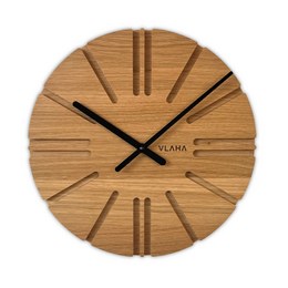 VLAHA Dubové hodiny ATELIER vyrobené v Čechách s černými ručkami ⌀32,5cm