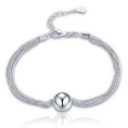 MINET Elegantní stříbrný náramek se třemi řetízky s kuličkou