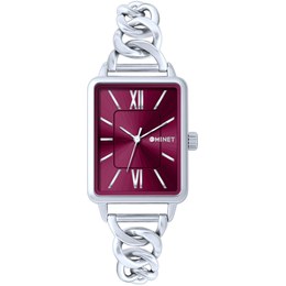 MINET Stříbrno-vínové dámské hodinky SIENA MWL5402