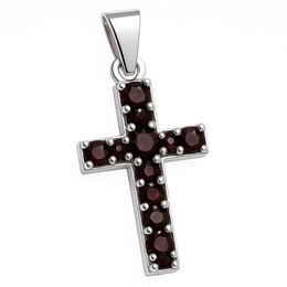 Stříbrný přívěs Křížek s Granáty