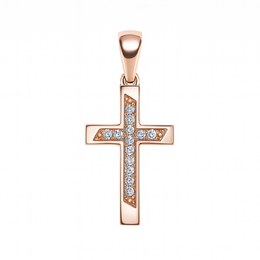 Zlatý 585/1000 přívěsek křížek z růžového zlata 3785