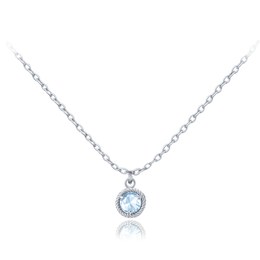 MINET Decentní náhrdelník z bílého zlata s modrým zirkonem Au 585/1000 1,55g
