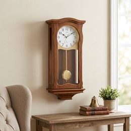 KUBRi 0123C - velké dubové hodiny české výroby o průměru 60 cm