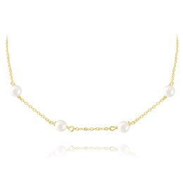 MINET Pozlacený stříbrný náhrdelník s přírodními perlami