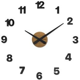 VLAHA Dubové nalepovací hodiny MINIMAL vyrobené v Čechách - černé ⌀59cm