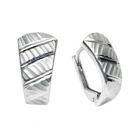 Zlaté 585/1000 náušnice z bílého zlata s gravírováním TU-3073