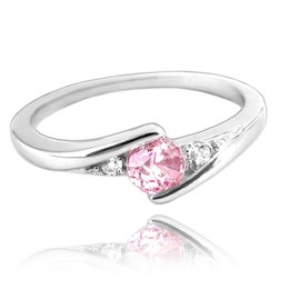 MINET Elegantní stříbrný 925/1000 prsten s růžovým zirkonem