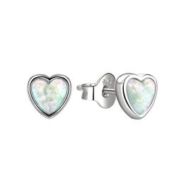 Stříbrné náušnice srdíčka s opálem