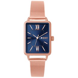 MINET Rosegold-modré dámské hodinky SIENA s rosegold ocelovým řemínkem