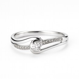 Zlatý 585/1000 prsten z bílého zlata s brilianty 386.1835 0,09ct