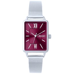 MINET Stříbrno-vínové dámské hodinky SIENA MWL5400