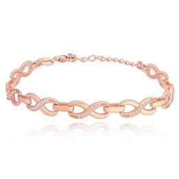 MINET Rosegold stříbrný náramek NEKONEČNO se zirkony