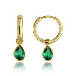 MINET Elegantní zlaté náušnice se zelemými zirkony Au 585/1000 1,75g