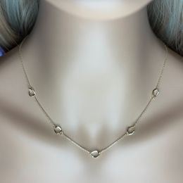 MINET Zlatý náhrdelník srdíčko a kuličky v kombinaci bílého a žlutého zlata Au 585/1000 1,50g