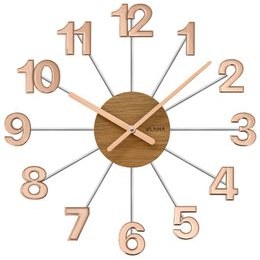 VLAHA VCT1075 - Dřevěné růžovo-stříbrné hodiny DESIGN vyrobené v Čechách