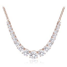 MINET Rose gold luxusní stříbrný náhrdelník s bílými zirkony Ag 925/1000 16,00g