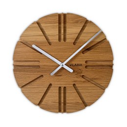 VLAHA Dubové hodiny ATELIER vyrobené v Čechách se stříbrnými ručkami ⌀32,5cm