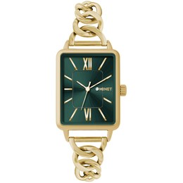 MINET Zlato-zelené dámské hodinky SIENA se zlatým ocelovým řemínkem