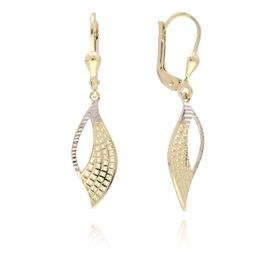 Zlaté visací naušnice s bílým zlatem