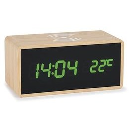 Atlanta 2602 - Digitální budík se zeleným LED displejem a bezdrátovým nabíjením pro telefon