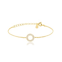 MINET Pozlacený stříbrný náramek KROUŽEK s bílými zirkony