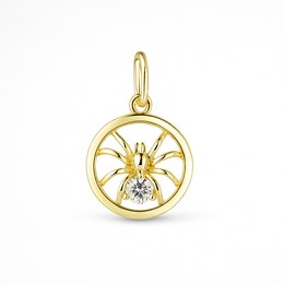 Stříbrný zlacený přívěs Pavouk se zirkonem VA-1069
