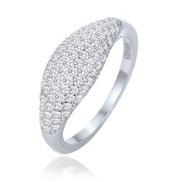 MINET 925/1000 Stříbrný prsten kapka s bílými zirkony JMAN0565WR