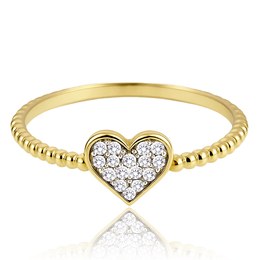 MINET Zlatý prsten srdíčko s bílými zirkony Au 585/1000 JMG0034WGR