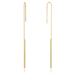 MINET Elegantní zlaté visací náušnice s tyčkou Au 585/1000 1,30g JMG0402WGE00