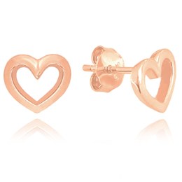 MINET Stříbrné náušnice LOVE s Rose gold srdíčky
