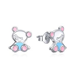 MOISS dětské stříbrné náušnice SMALT MEDVĚD