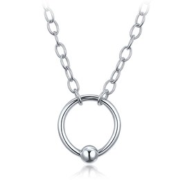 MINET Elegantní stříbrný 925/1000 náhrdelník kroužek JMAS0326SN46