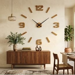 Flexistyle z54g - dubové nalepovací hodiny s průměrem 50-75 cm