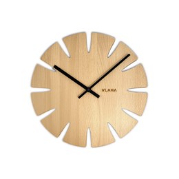 VLAHA Přírodní bukové hodiny vyrobené v Čechách se černými ručkami ⌀32,5cm