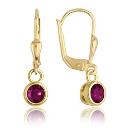 MINET Elegantní zlaté náušnice s vínovými zirkony Au 585/1000 1,80g