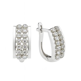 Zlaté náušnice z bílého zlata se zirkony francouzské zavírání